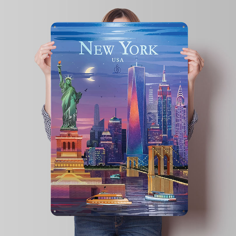 New York City Skyline Tin Post - Retro Gaming York recension och pris