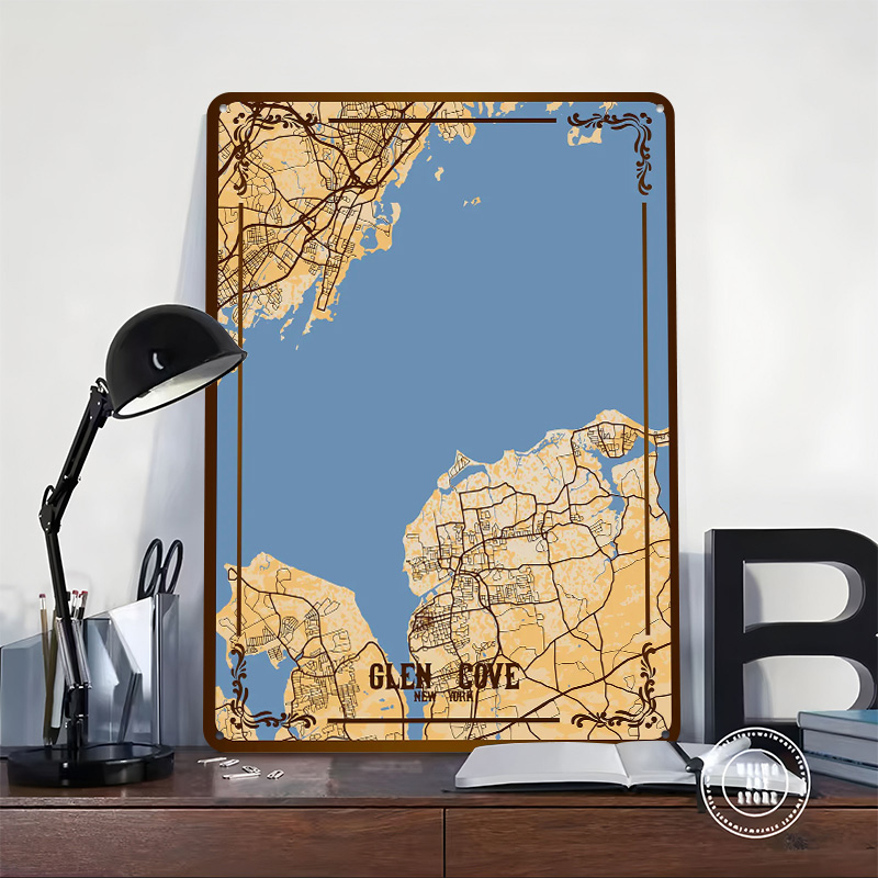 Glen Cove New York Map Tinplat - Retro Gaming York recension och pris