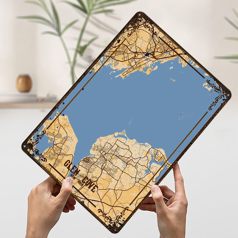 Glen Cove New York Map Tinplat - Retro Gaming York recension och pris