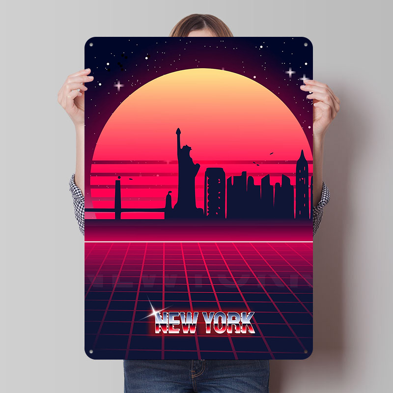 New York Skyline Metal Poster  - Retro Gaming York recension och pris