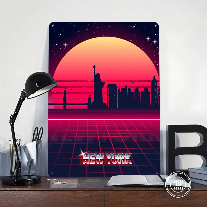 New York Skyline Metal Poster  - Retro Gaming York recension och pris
