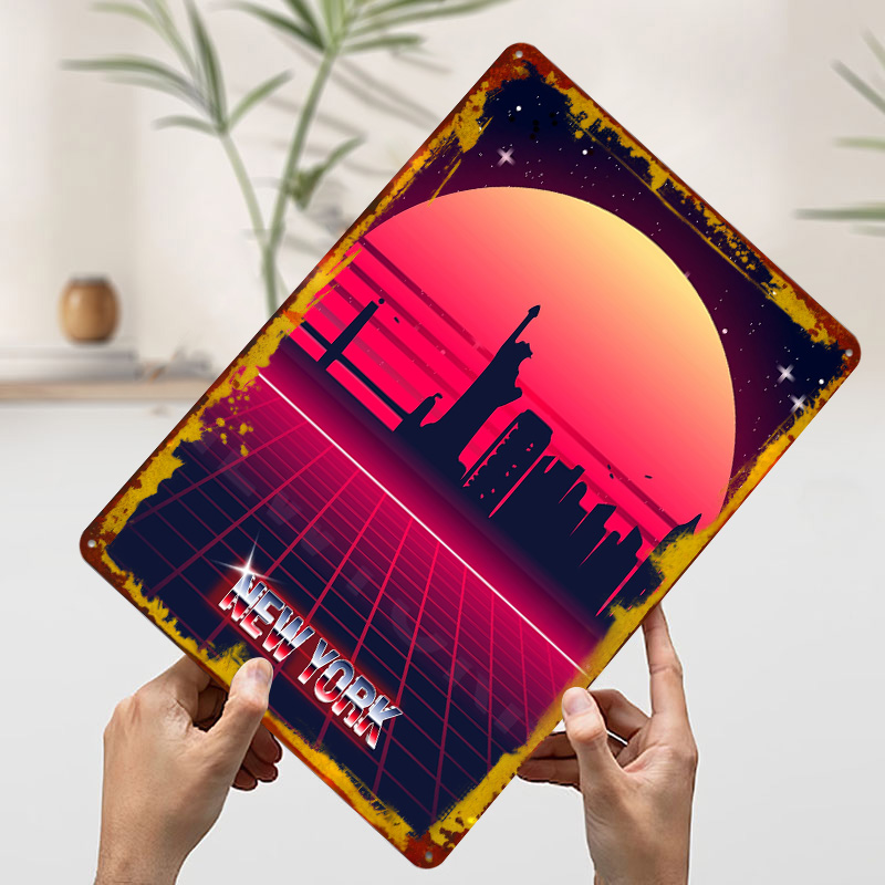 New York Skyline Metal Poster  - Retro Gaming York recension och pris