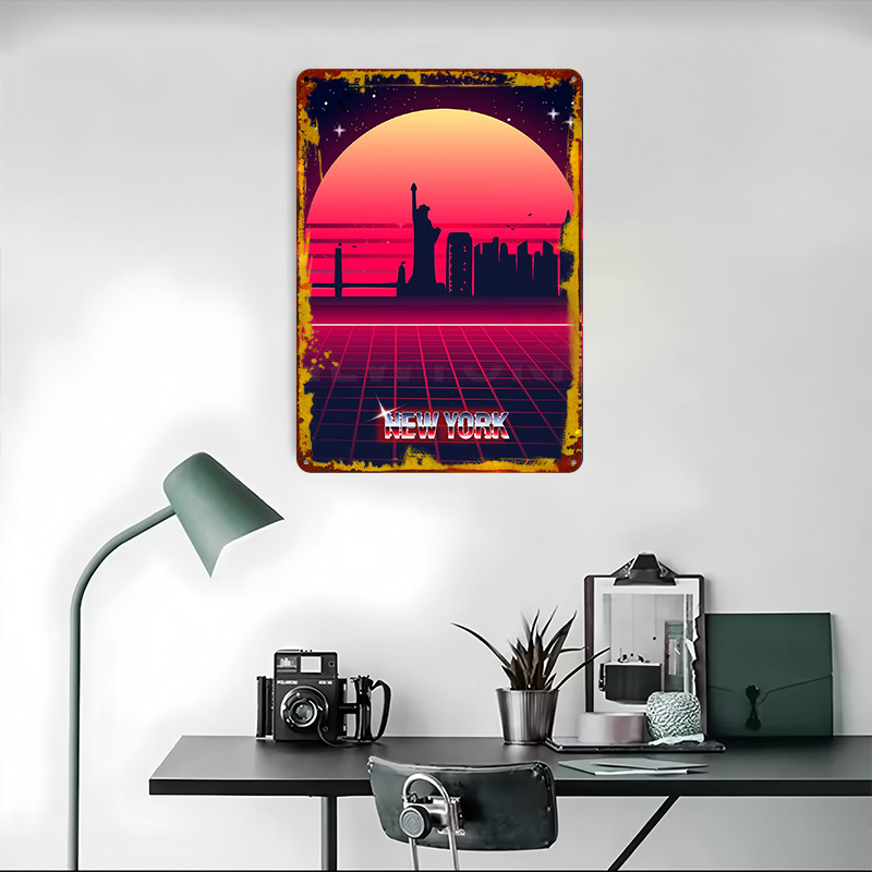 New York Skyline Metal Poster  - Retro Gaming York recension och pris