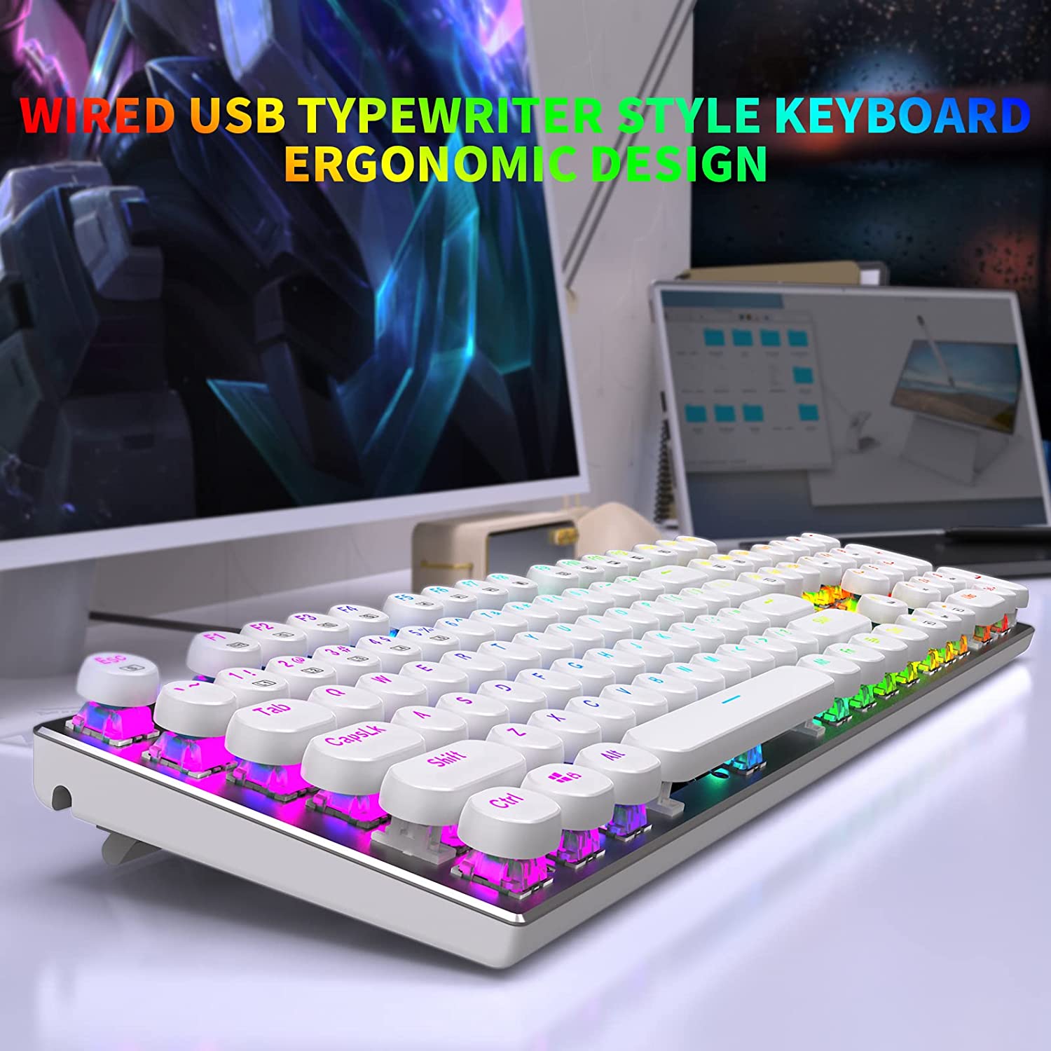 Mechanical Keyboard USB Wired  - Retro Gaming Uk recension och pris